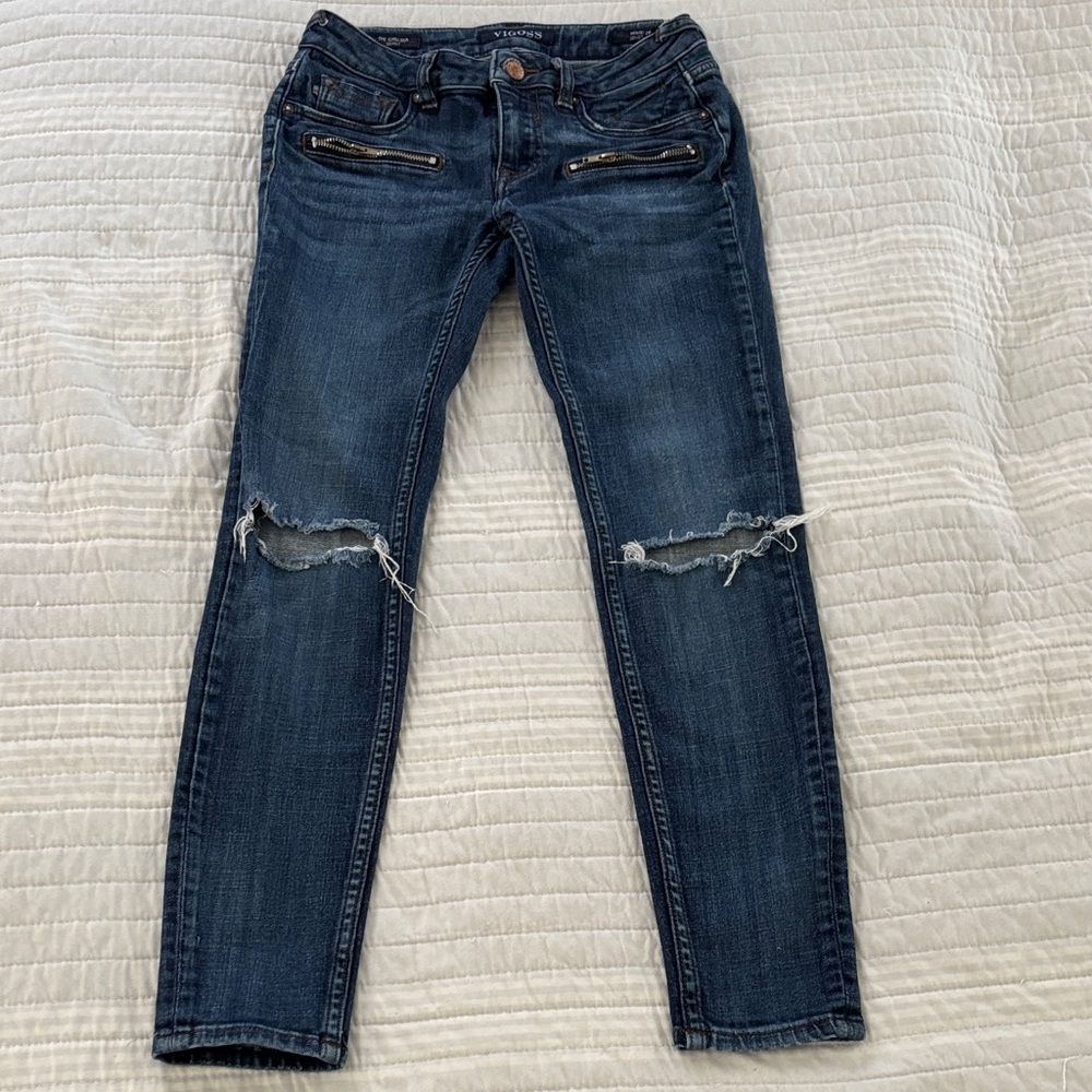 Vigoss Midnight Blue Distressed Skinny Jeans